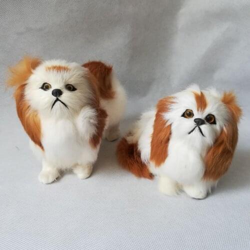 Real life toy puppy model yellow ears pekingese dog hard model home decoration toy gift h1487