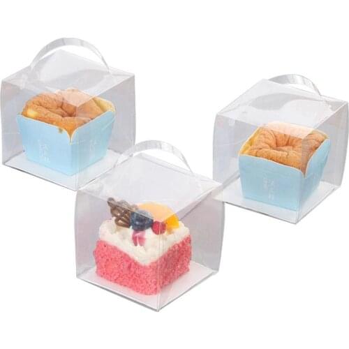 50PCS Clear Cupcake Packaging Box Individual Portable Cake Favors Box Container Wedding Party Cupcake Boxes
