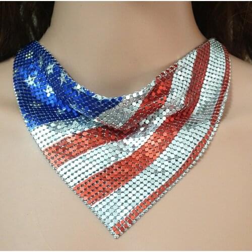 Statement Necklaces Jewelry Hot Sale Flag Leopard Print Aluminum Sheet Trendy Festival Usa Independence Day Necklace For Party