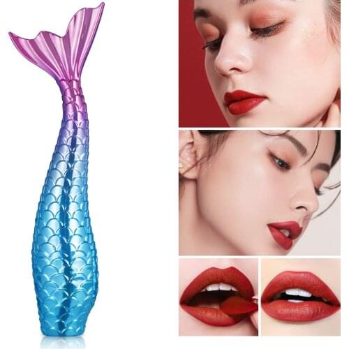 Mermaid Tail Matte Glossy Lipsticks For Womens Lip Gloss Non-stick Cup Lip Glaze Red Black Velvet Nude Long Lasting Lip Balm