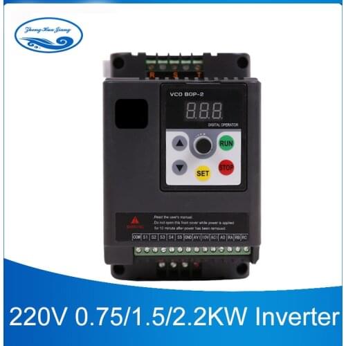 New 0.75kw/1.5kw/2.2kw VFD Inverter 1P Input 3P Output 220V Mini Variable Frequency Converter for CNC Spindle Motor