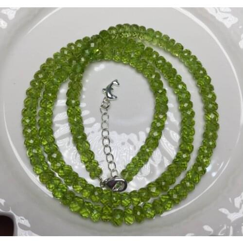 ONE SET Peridot green 5A ROUNDELLE FACETED 3*5MM Necklace Bracelet