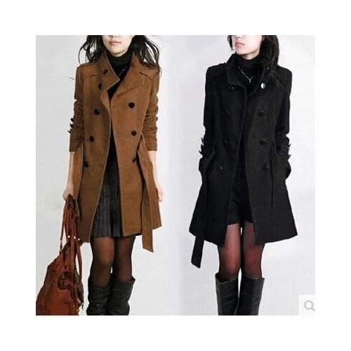 Autumn and Winter coat New Overcoat Large Size Fat mm Korean Edition Slim Long Overcoat Womens Clothing plus size M--4XL