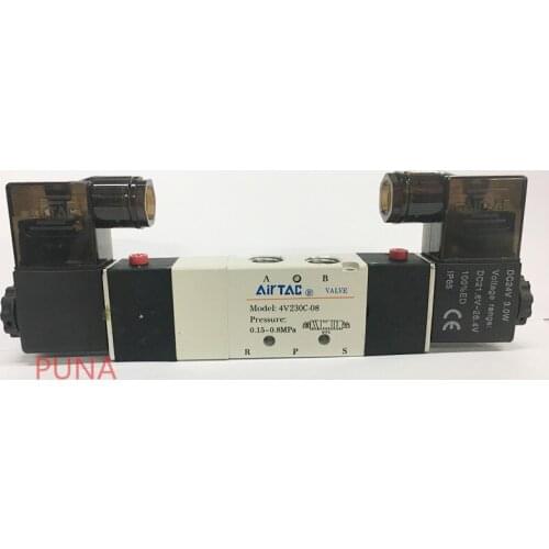 Pnematic Airtac Solenoid Valve 5/3 5 Way 3 Position 1/4" BSP 4V230C-08 Double Coil Center Closed LED Light 12v 24v 110v 220v