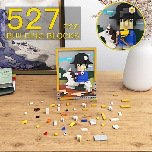 Moc Napoleon Portrait Painting Building Block Model Crossing The St Bernard Pass In The Alps Creativity Educational Toy