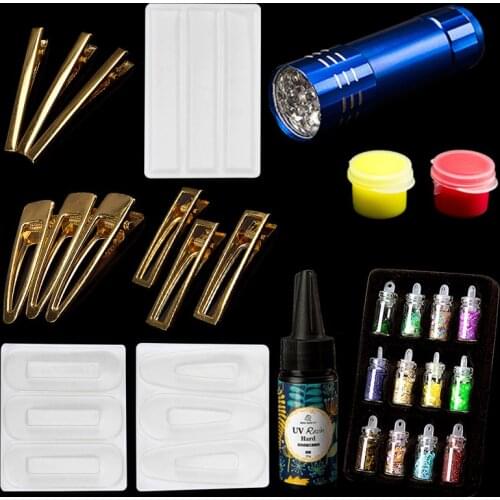 Transparent Hairpin kit Silicone Special Mould For Resin Real Flower DIY Hair Jewelry Making Mold epoxy resin molds