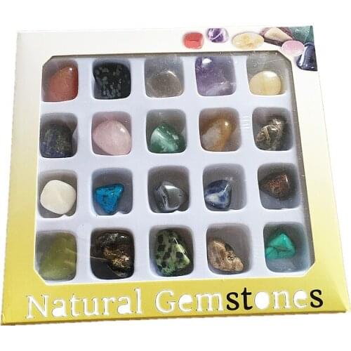 Rare rose quartz tumble stone rough mixed crystal power set 20pcs/box healing stone collection gifts