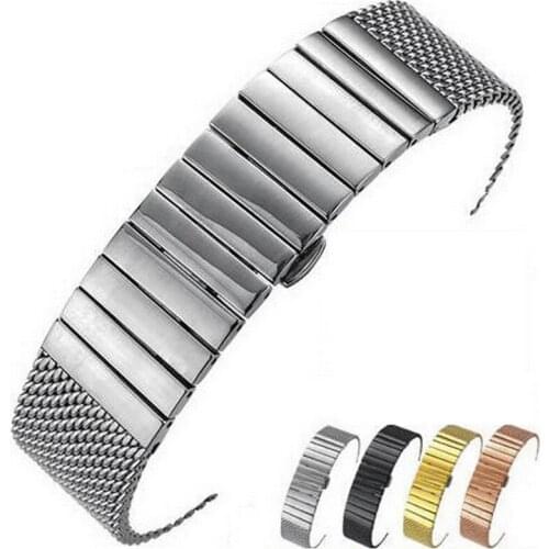 18mm 20mm 22mm 24mm Stainless Steel Milanese Watch band Strap Bracelet Watchband Wristband Butterfly clasps Black Silver Gold