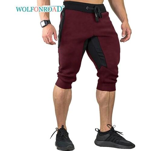 WOLFONROAD Workout Mesh Capri Shorts Mens Summer Gym Training Shorts Body building Hiking Running Shorts with Zipper Pockets