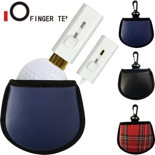 Pu Leather Portable Pocket Golf Ball Cleaner With Brush Golfer Pouch Bag Clip Hook Blue Black Red Men Women Kids Drop Shipping