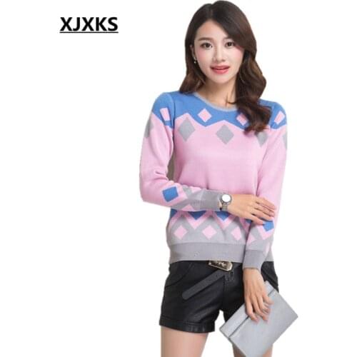 XJXKS womens pullovers sweater autumn and winter fashion pullover women sweater heap slim basic jumper shirt