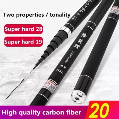 28/19 Hardness super Light Hard Fishing Rod High Carbon Fiber Telescopic Freshwater Hand Pole 3.6/4.5/5.4/6.3/7/8/9M stream