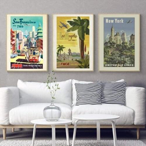 San Francisco City View Posters Vintage Home Decoration Travel Themed Canvas Painting Hd print Wall Art Pictures For Living Room