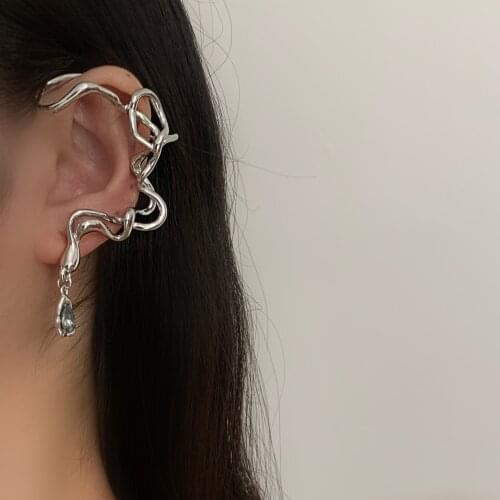 Vintage Metal Geometric Irregular Drop Rhinestone Stud Earrings for Women Girl Party Jewellery