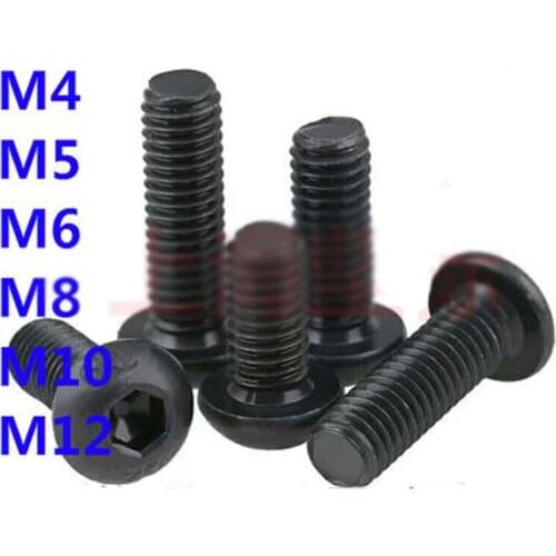 2PCS Left Thread Screw 10.9 Grade M4 M5 Round head hex socket Screws 6mm-30mm Length Bolts