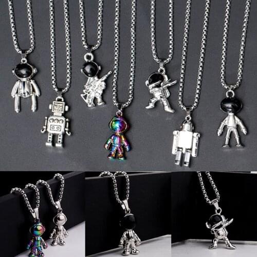1PC Magnetic Couple Necklace Astronaut Pendant Long Distance Relationship Charm Heart Star Sun Choker Valentines Day Gifts