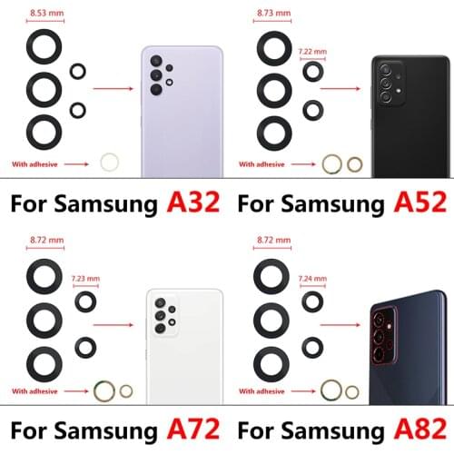 10PCS Original New Camera Glass Lens For Samsung A32 A52 A72 A82 S21 Plus S21 Ultra Rear Camera Glass Lens With Adhesive Sticker