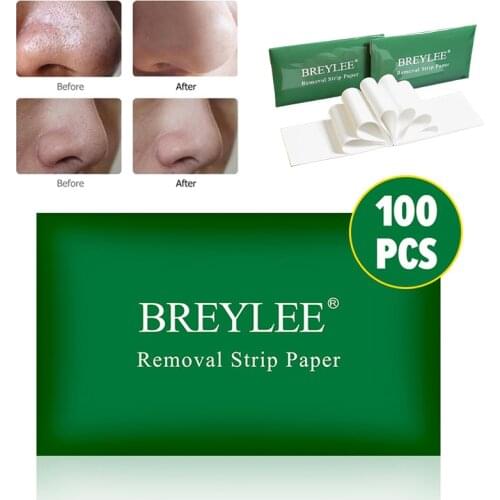 BREYLEE Removel Strip Paper 100PCS Nose Paper Blackhead Remover Face Mask Paper Nose Strips Acne Treatment T Zone Care TSLM2