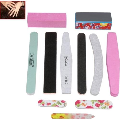 11 PCS High Quality Pro Nail Buffer Kit Nail Files Sanding Sponge Sandpaper Crystal Acrylic File Buffer Manicure Pedicure Sets