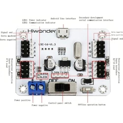 16-way steering gear controller control board overload protection robot/manipulator special accessories