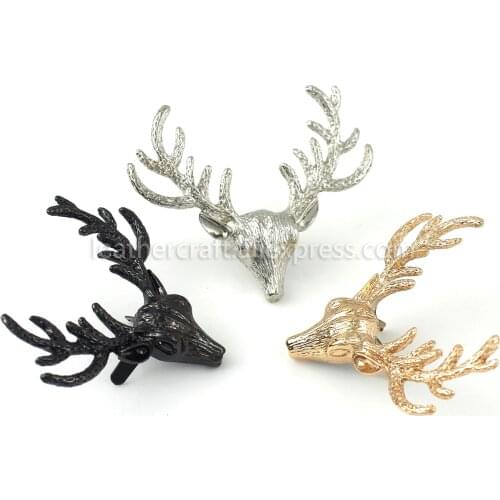 1x Metal Cute Deer clasp buckle conchos Buckles Bag Purse Hat Decor Hardware DIY Leather Craft Accessory Golden 60mm (1-3/8")