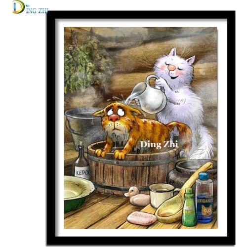 5D Diamond Painting Animal Cartoon Cat Cross Stitch Diy Diamond Mosaic Pattern Rhinestone Embroidery Full Drill Home Decor Sale