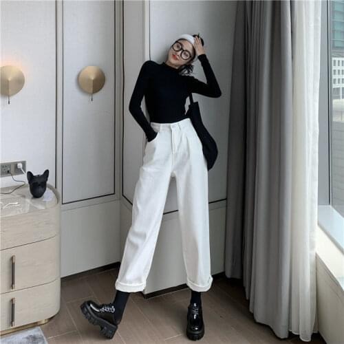 Woman Jeans Pants 2021year High Waist Pants Straight-Leg Trousers Womens Loose Jeans Pantalones Vaqueros Mujer