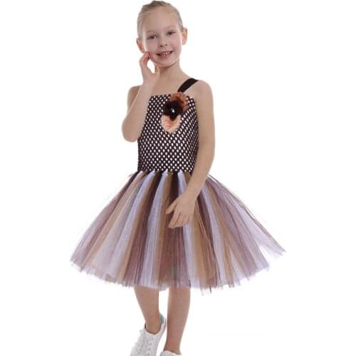 Forest Party Girls Lion Costume Tutu Dress Flower Kids Party Dresses for Girls Autumn Dress Children Animal Cosplay Costume