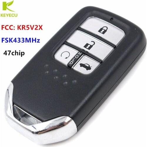 KEYECU (Original) Smart Remote Car Key Fob 4 Button FSK 433MHz 47 Chip for Honda Civic 2016 FCC ID: KR5V2X