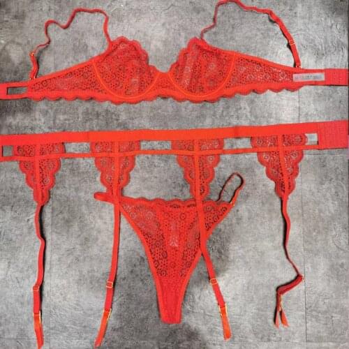 2021 Thin section with steel ring bra briefs set ladies underwear set red plus size women lingerie panties suit