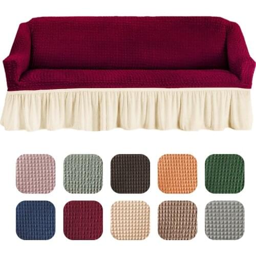 Korean Eurpean Jacquard Stretchable High Elastic Sofa Covers for Corner Sofa 1/2/3/4 Bubble Grid Sofa Cover for Living Room