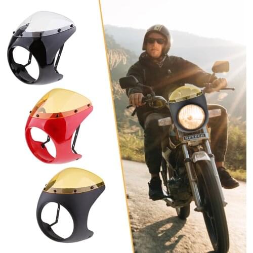 16-18cm Motorcycle Headlight Fairing Round Retro Cafe Motorbike Head light Mask Front Cowl Fork Mount For Retro Cafe Racer