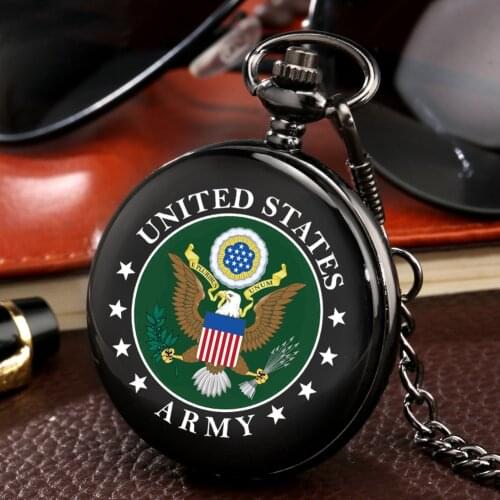 2020 New Fashion US Army Eagle Quartz Pocket Watch with Chain Retro Men Women Steampunk Pendant Necklace Clock Souvenir Gifts