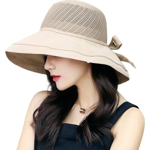 Summer Outdoor Women Elegant Sunscreen Fisherman Hat Boho Bow Sun Hat Fashion Big Brim Beach Holiday Casual Hat