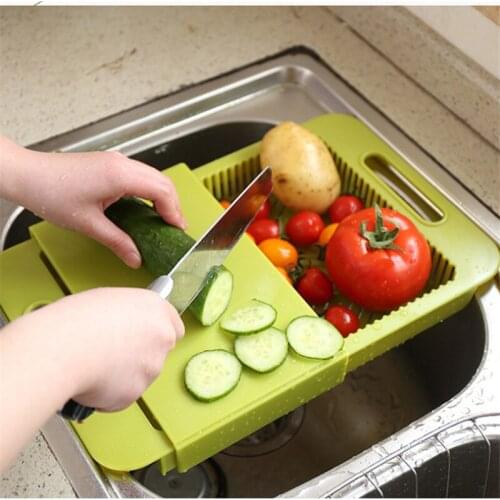 Multifunction Cutting Board Chopping Board Drain Basket With Handle Vegetables Fruits Storage Sturdy Multicolors Durable Kitchen