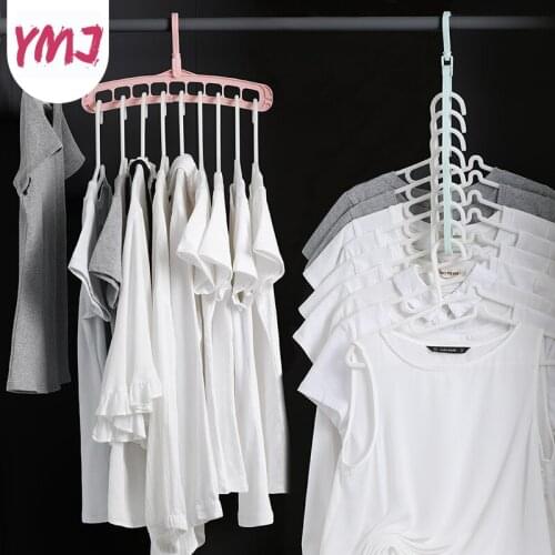 Multi-function Folding Magic Hanger Nine-hole Rotating Magic Clothes Hanger Wardrobe Drying Clothes Home Bedroom Storage Holder
