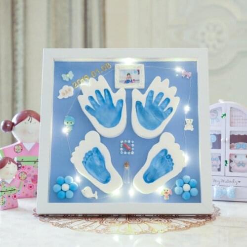 Newborn Baby DIY Handprint Footprint Kit Casting Infant Baby Hundred Days Souvenirs Gift Imprint Soft Clay Inkpad for Baby