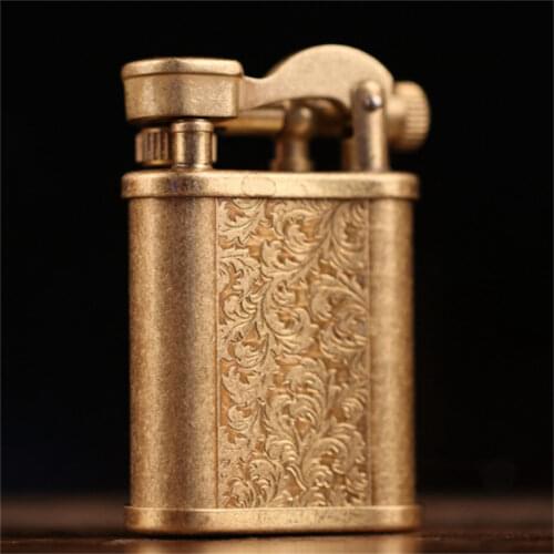 Novelty Pure Copper Men Smoking Lighter Windproof Tobacco Cigarette Kerosene Lighter Cigar Environmental Military Fuel Lighter