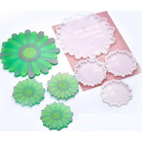 New Arrivals 4pcs Silicone Daisy Sunflower Coaster Tray Mold Resin Epoxy Casting DIY Mold For Placing Cups And Plates