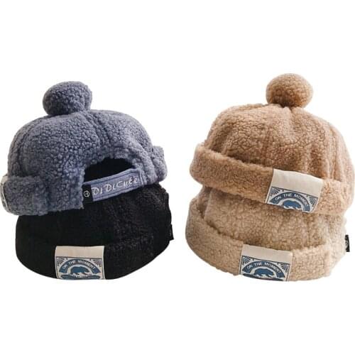 New Japanese Baby Winter Hats Plush Ball Landlord Hat Autumn Bucket Hats Fashion Children Pompom Cap Kids Beanie with Label 3-6Y