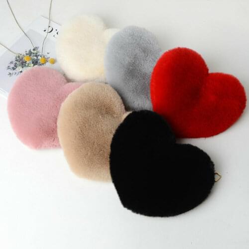 Princess Kids Girls Plush Purses 7 Colors Love Shoulder Hairy Bag Valentine Day Gift Heart-shaped Bag Coin Purses