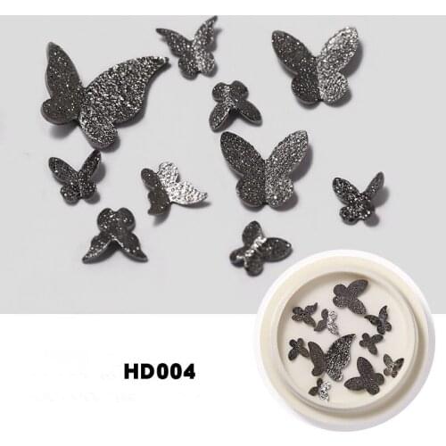 1 Box Mixed Nail Art Butterfly Charms Gold Metal Rivet Studs Ultra Thin Decoration Accessories