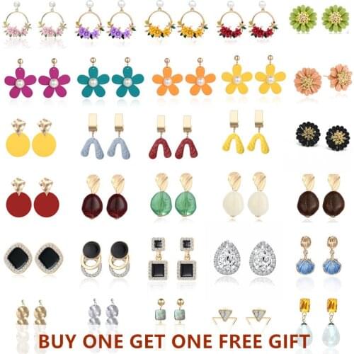 Korean Style Flower earring pendants 2019 pendants of summer drop earring for women wedding party jewelry Accesorios HOT NEW