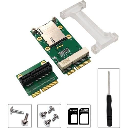 Network Card Mini PCIE Network Adapter Riser Card Vertical Mount for 3G 4G WWAN LTE GPS Network Module SIM Card Slot for Desktop