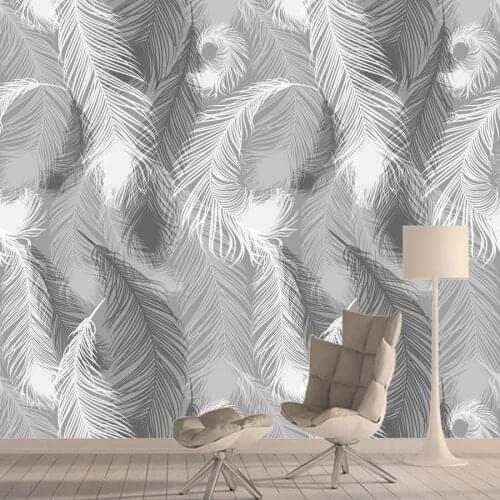 Modern Black White Tropical Leaves Photo 3d Walls Papers Home Decor Paper Murals Wallpapers for Living Bed Room Peel and Sticker