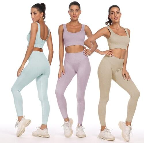 Women Tracksuit 2 Piece Set Sport Seamless Yoga Set High Elastic Bbreathable Fitness Set Athletic Sportwear For Women Outfit