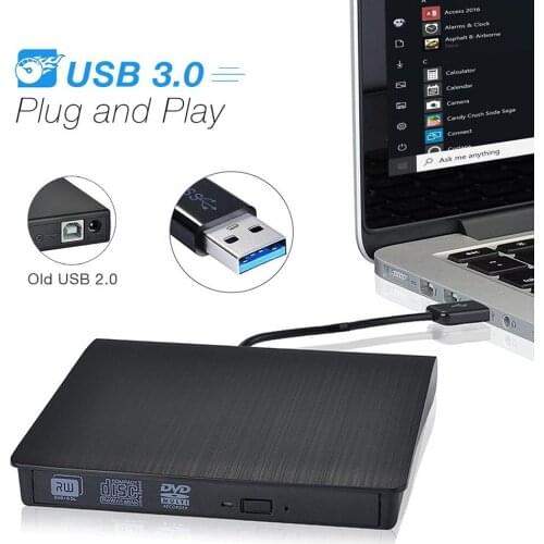 Slim External USB 3.0 Laptop PC Drive DVD RW CD Writer Burner Recorder Slot Load Reader Player Optical Drive