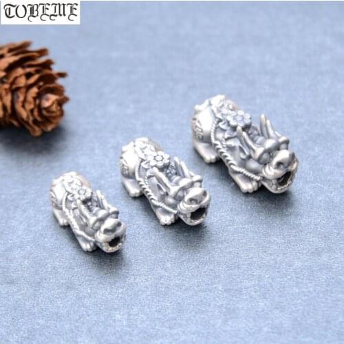 100% 3D 999 Silver Pixiu Beads Vintage Pure Silver Good Luck Fengshui Animal Beads Wealth Coin Pixiu Beads Powerful for wealth