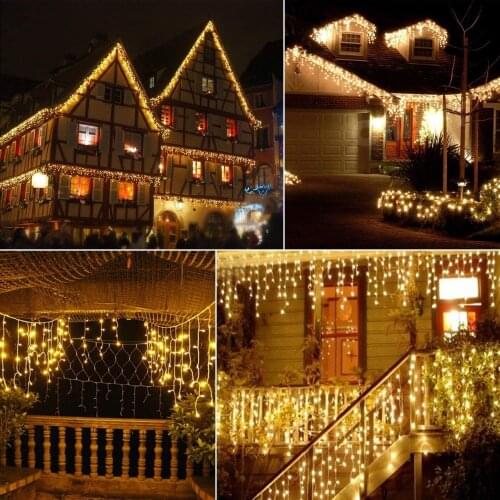 5M Waterproof Outdoor Christmas Light Droop 0.4-0.6m Led Curtain Icicle String Lights Garden Mall Eaves Decorative Lights