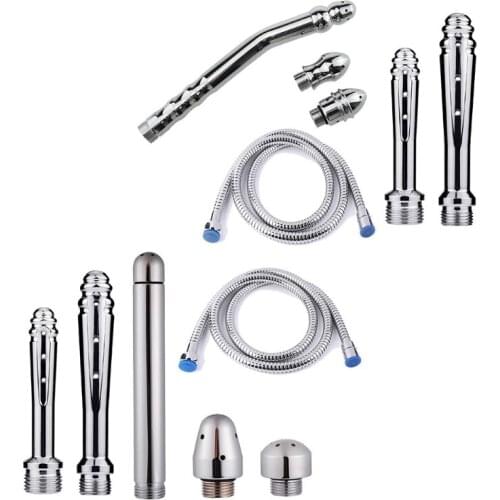 Straight Elbow 3-head Enema Cleaning Flusher Long Tube Aluminum Alloy Insert Washing Personal Cleaning Tools Bidet